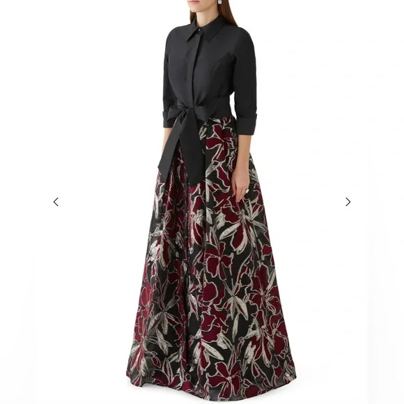 Rickie Freeman for Teri Jon Metallic Jacquard Gown - Picture 3 of 15